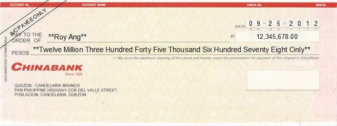 Chinabank cheque sample