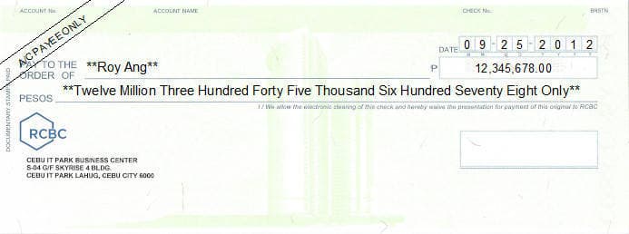 RCBC cheque sample
